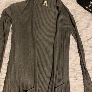 dark gray knit cardigan